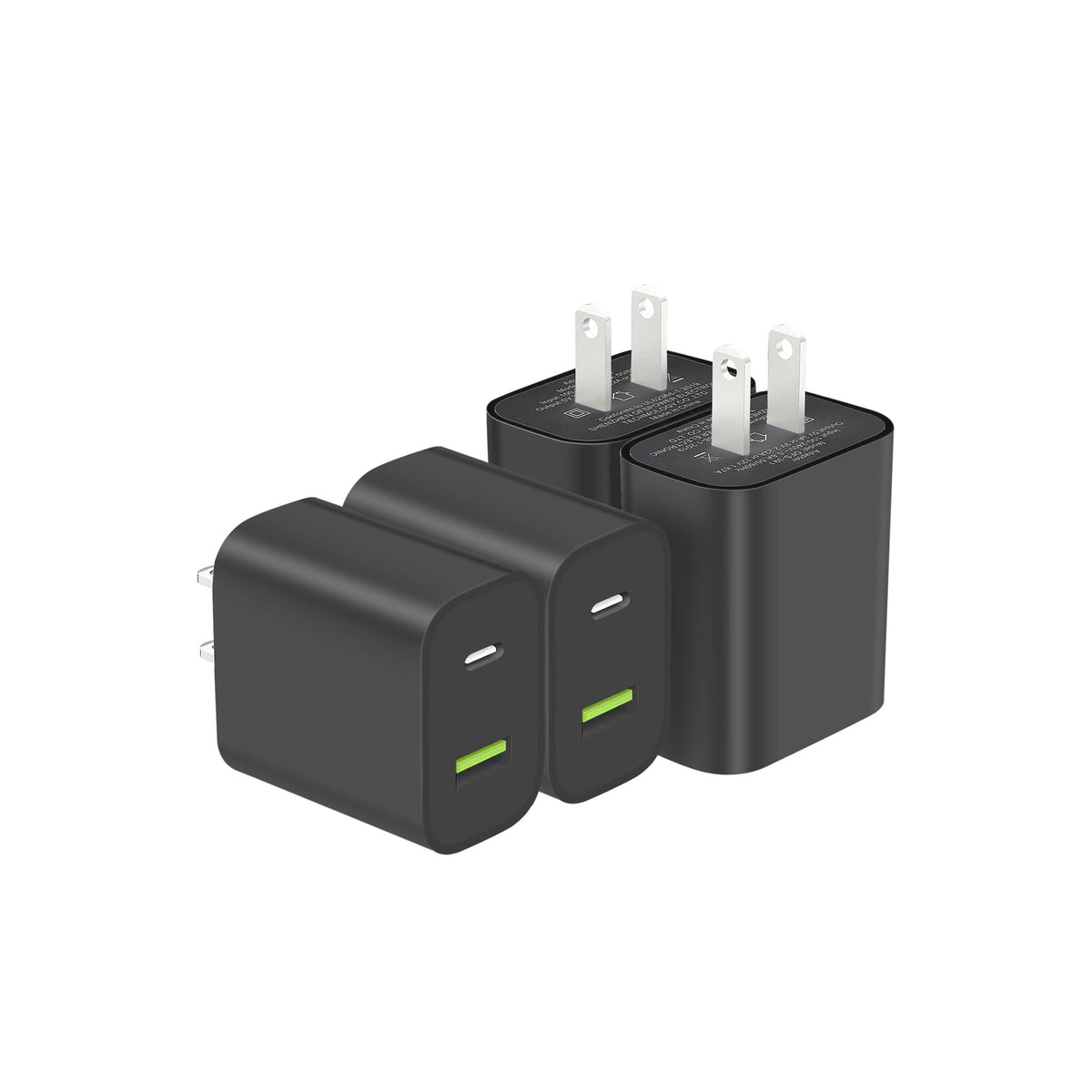 2-Pack Dual-Port USB-C Fast Wall Charger Blocks
