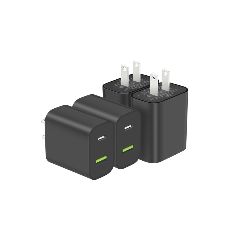 2-Pack Dual-Port USB-C Fast Wall Charger Blocks