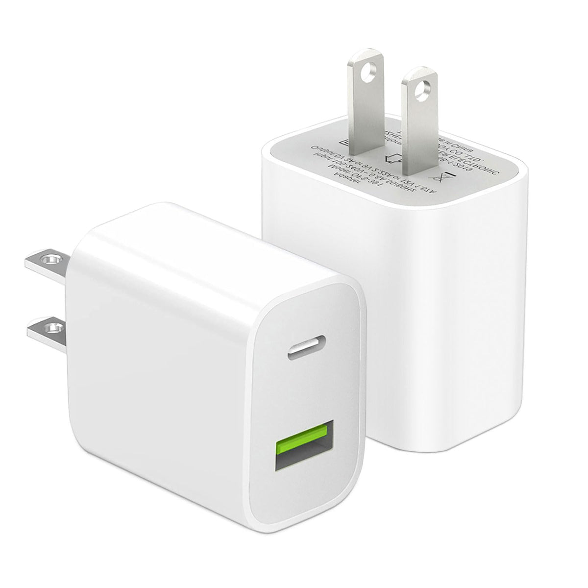 2-Pack Dual-Port USB-C Fast Wall Charger Blocks