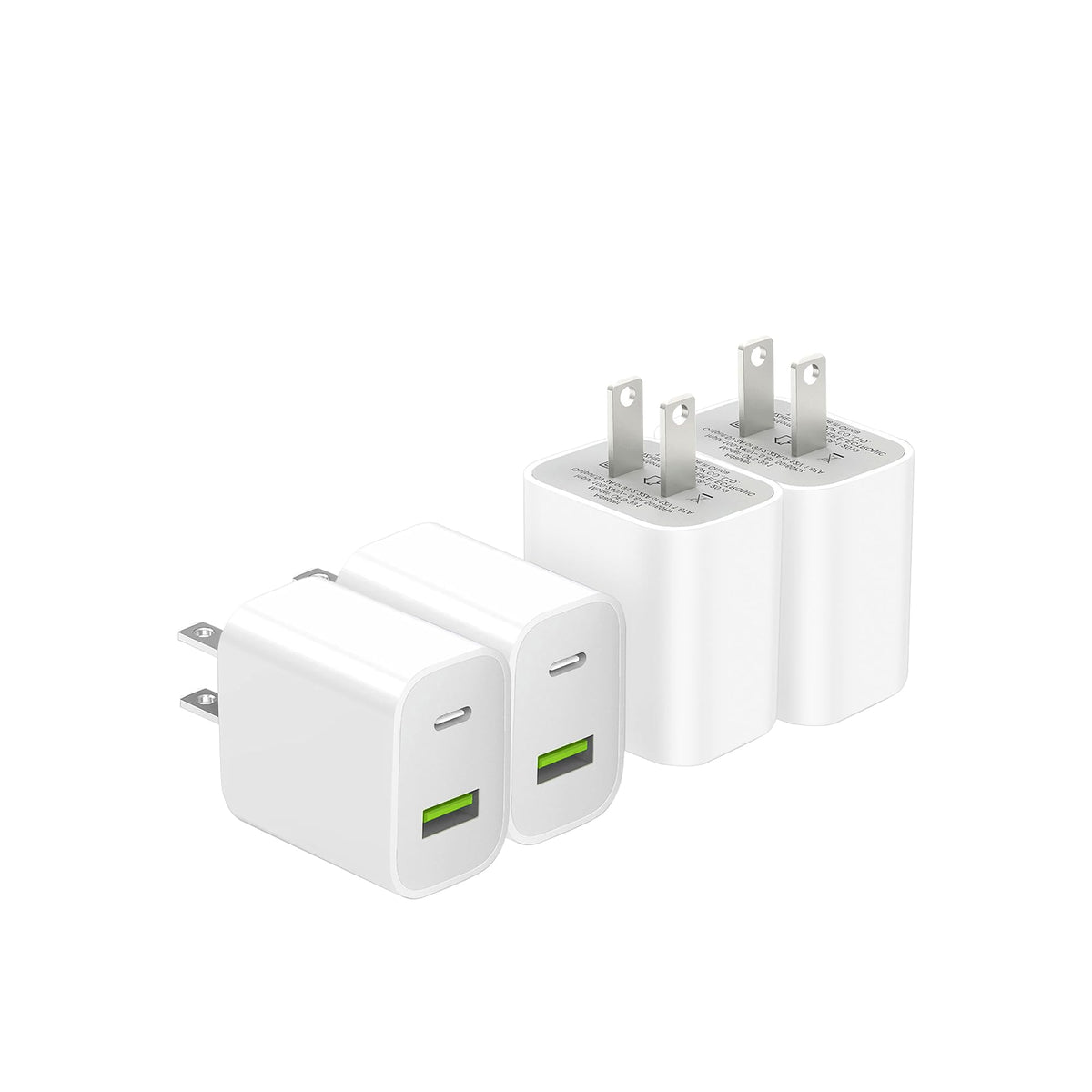 2-Pack Dual-Port USB-C Fast Wall Charger Blocks