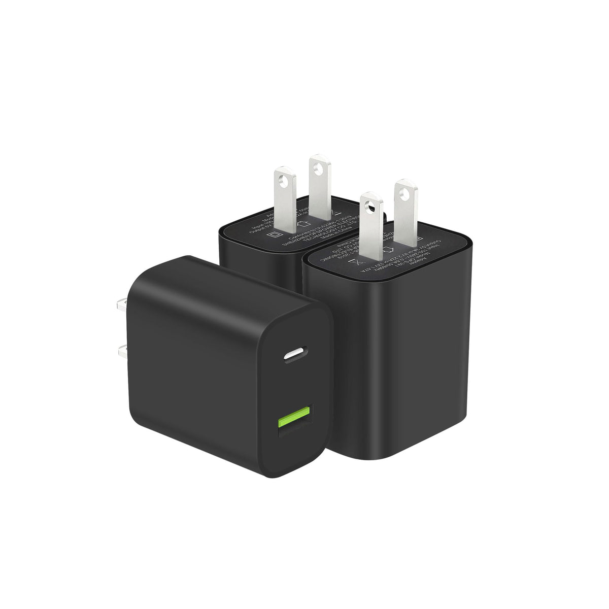 2-Pack Dual-Port USB-C Fast Wall Charger Blocks