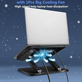 ASWRTYJO Adjustable Laptop Stand with Cooling Fan & USB Hub