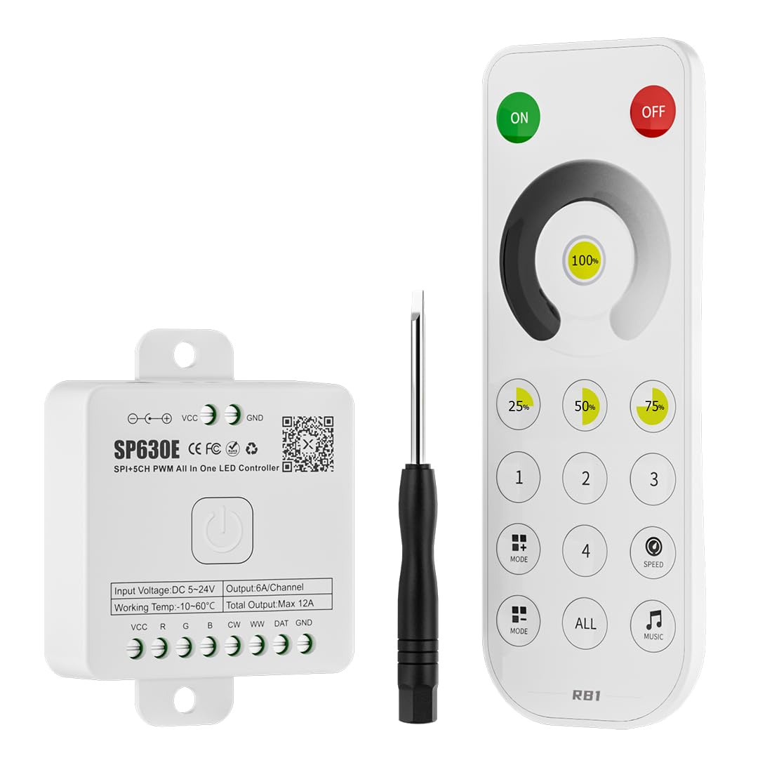 BTF-LIGHTING SPI PWM LED Controller with 4-Zone RF Remote