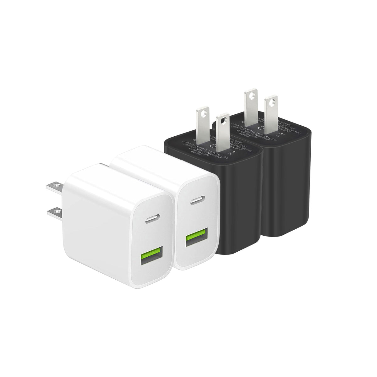 2-Pack Dual-Port USB-C Fast Wall Charger Blocks