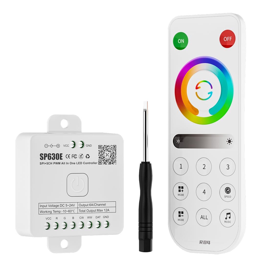 BTF-LIGHTING SPI PWM LED Controller with 4-Zone RF Remote