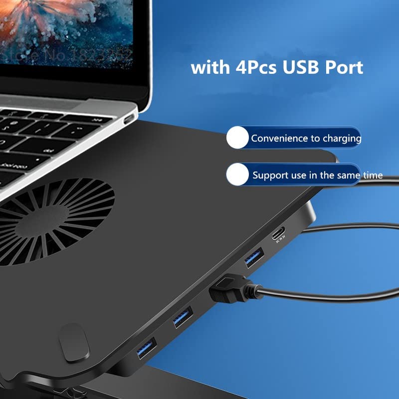 ASWRTYJO Adjustable Laptop Stand with Cooling Fan & USB Hub