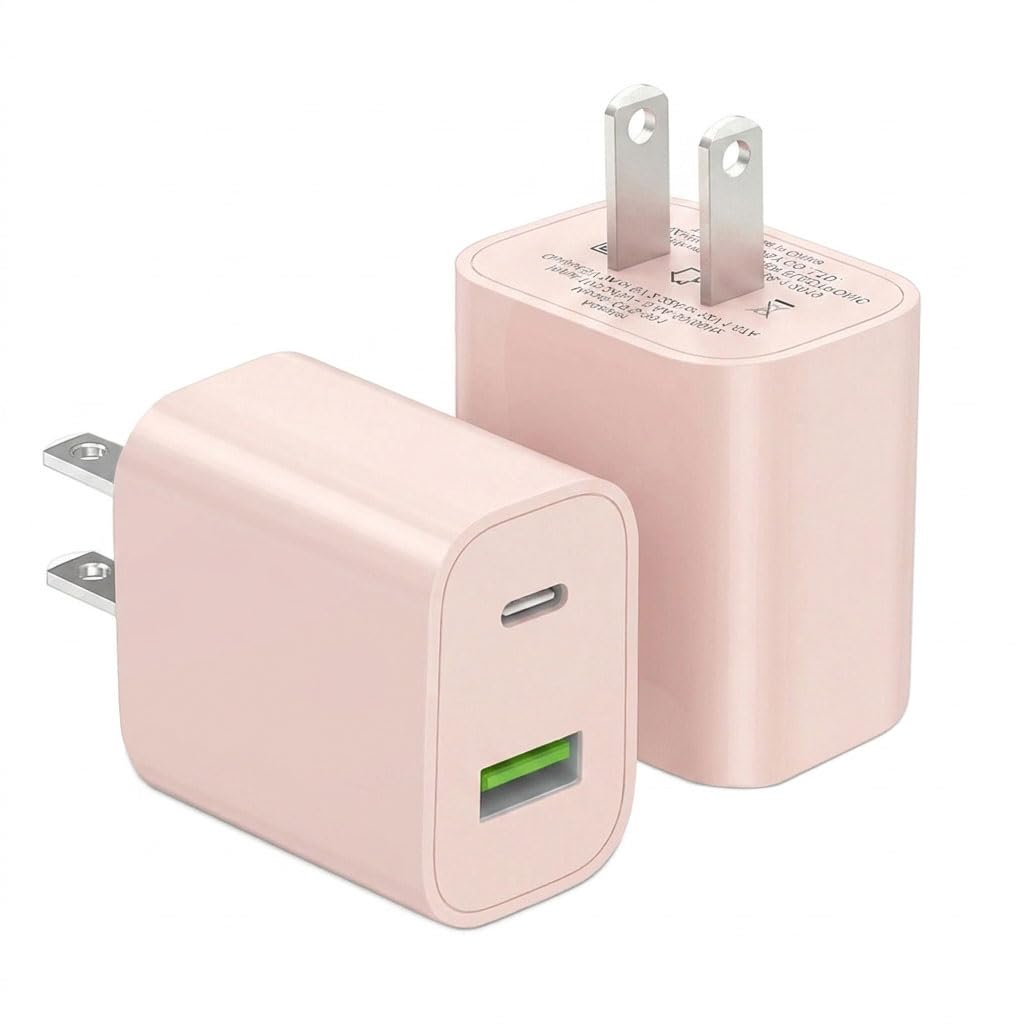 2-Pack Dual-Port USB-C Fast Wall Charger Blocks