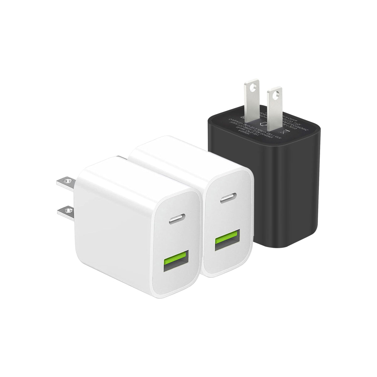 2-Pack Dual-Port USB-C Fast Wall Charger Blocks
