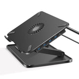 ASWRTYJO Adjustable Laptop Stand with Cooling Fan & USB Hub