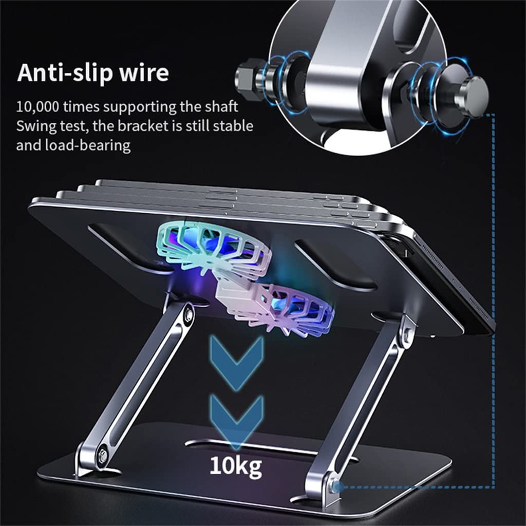 Foldable Aluminum Laptop Cooling Stand with Dual Fans