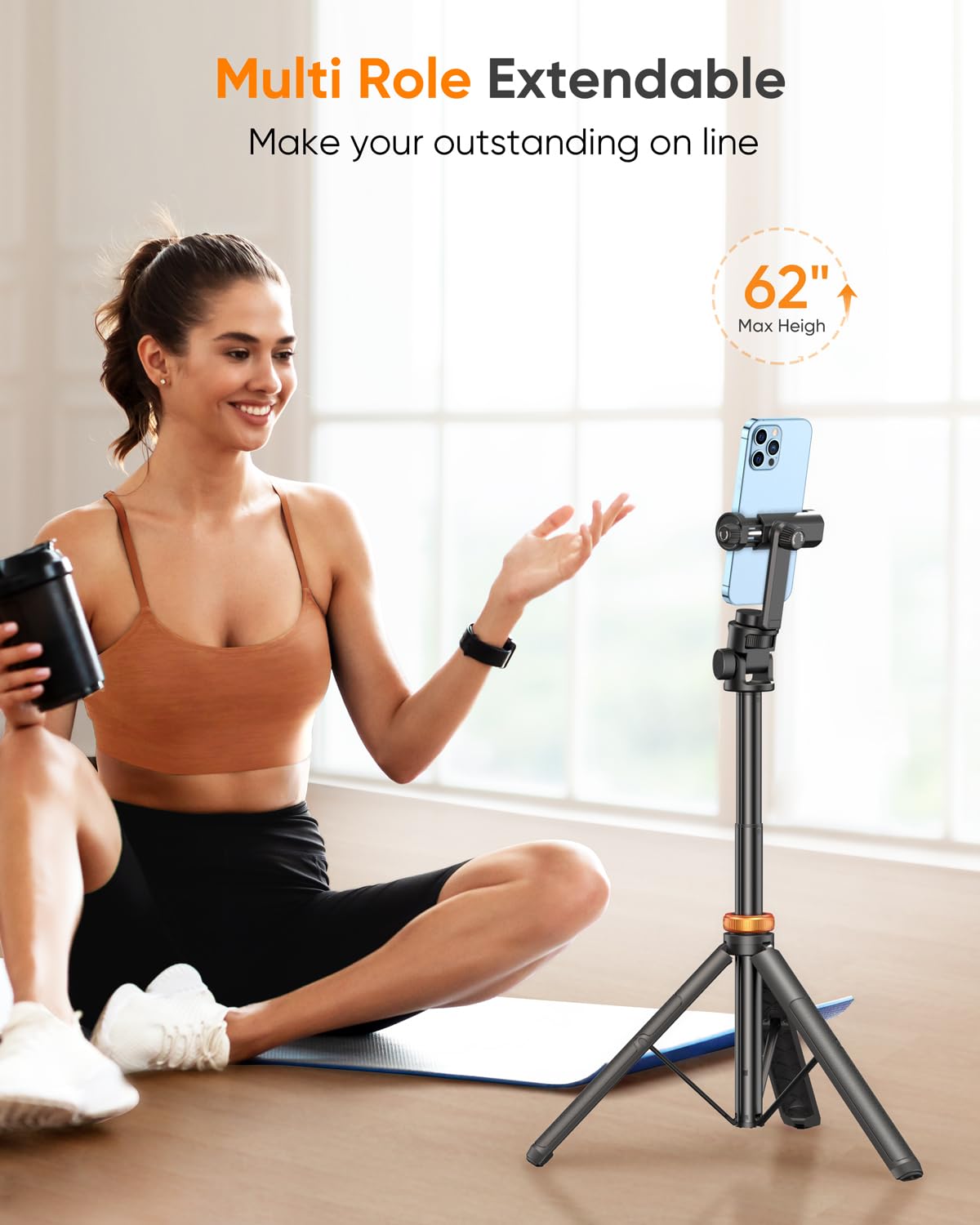 EUCOS 62-Inch Phone Tripod & Selfie Stick with Remote