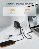 70W GaN USB-C 3-Port Fast Charger with Smart Display