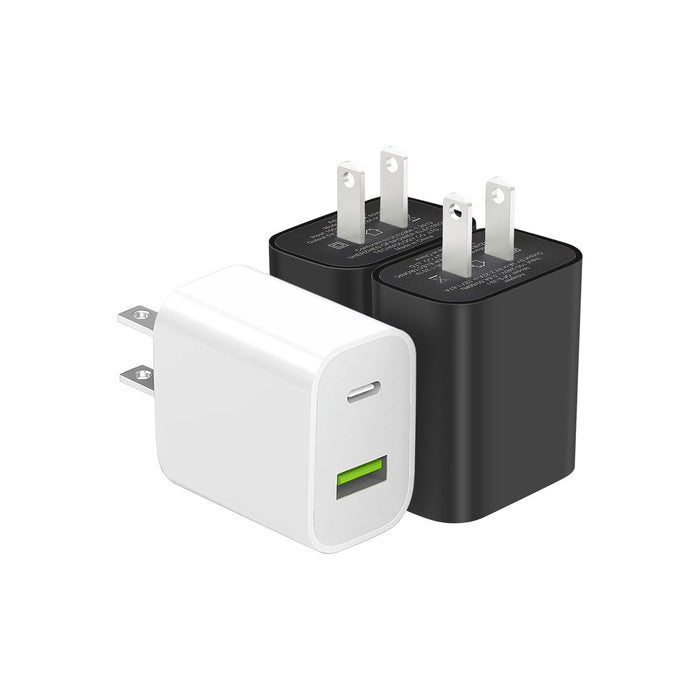 2-Pack Dual-Port USB-C Fast Wall Charger Blocks