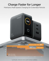 70W GaN USB-C 3-Port Fast Charger with Smart Display