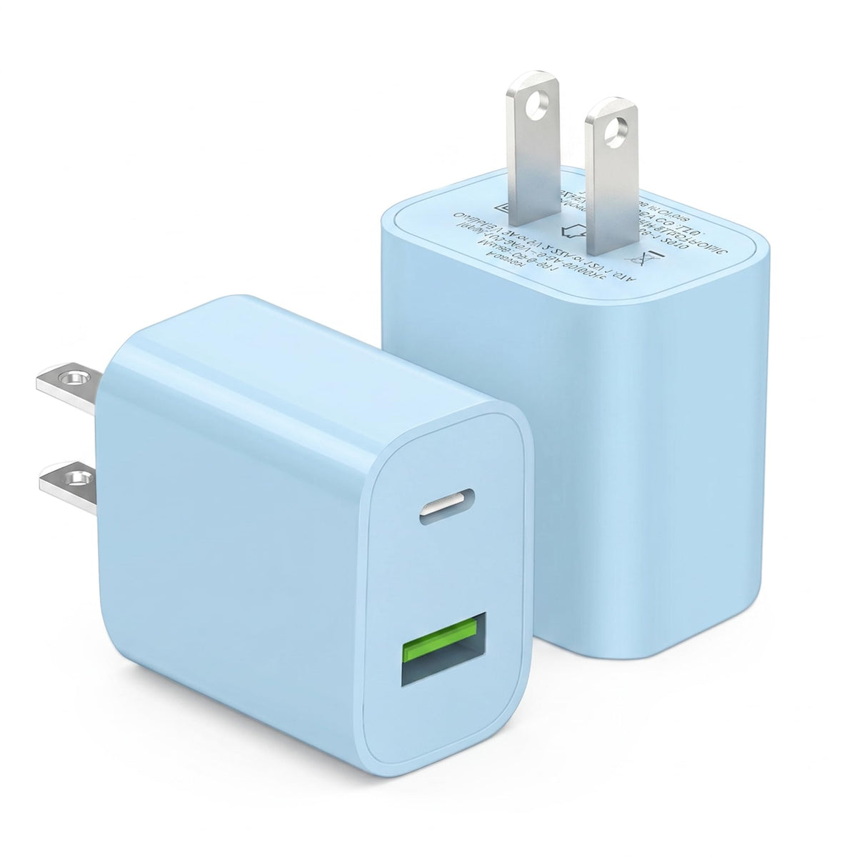 2-Pack Dual-Port USB-C Fast Wall Charger Blocks