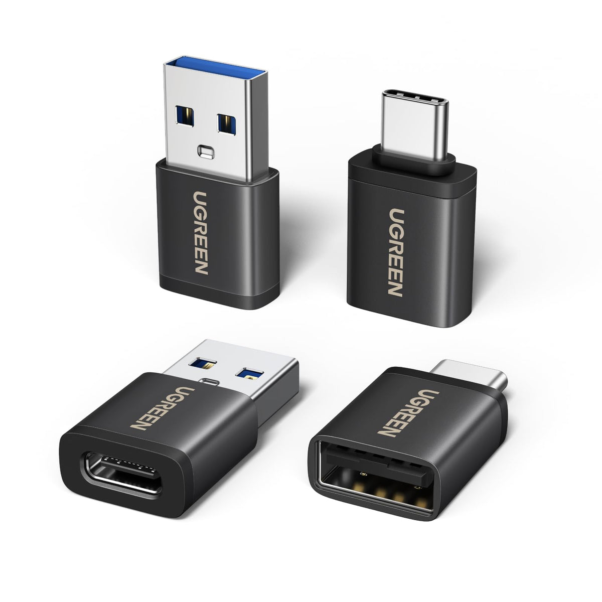 4-Pack 10Gbps USB-A to USB-C Adapter Converter Set