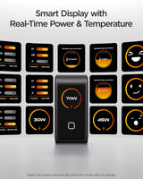 70W GaN USB-C 3-Port Fast Charger with Smart Display