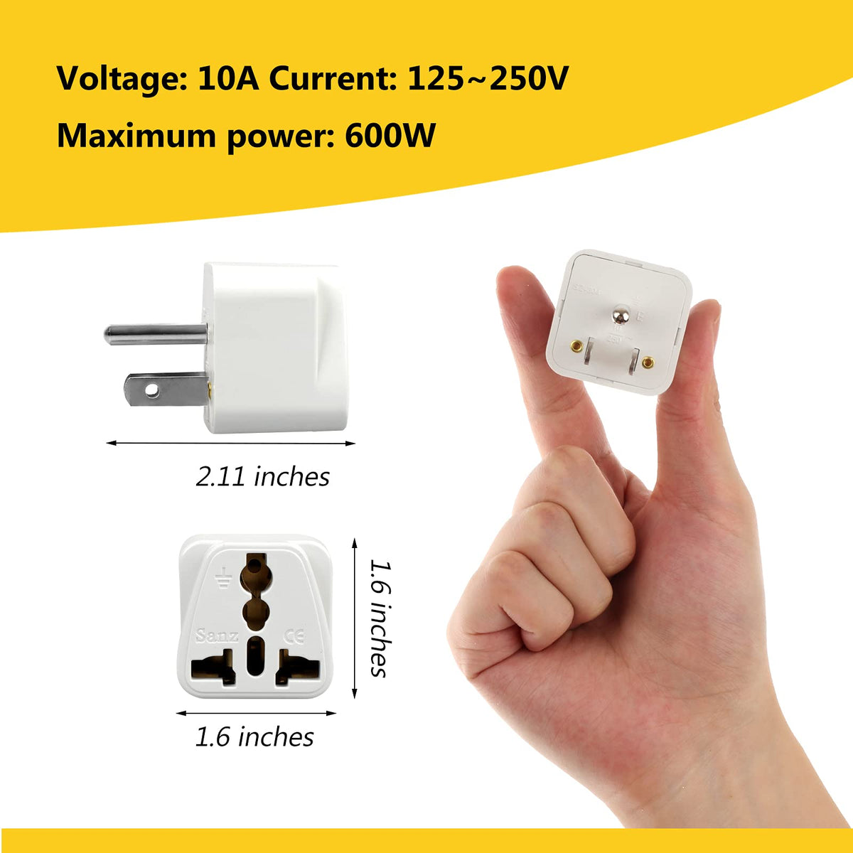 Universal UK & Europe to US Travel Plug Adapter