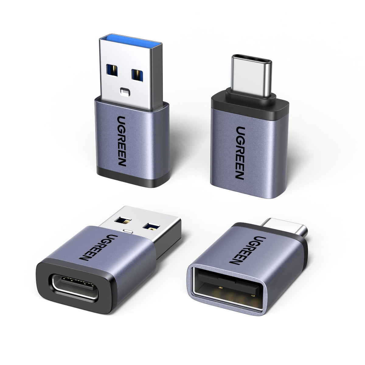 4-Pack 10Gbps USB-A to USB-C Adapter Converter Set