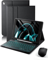 TUNKARMOR Backlit iPad Keyboard Case with Mouse & Pencil Holder