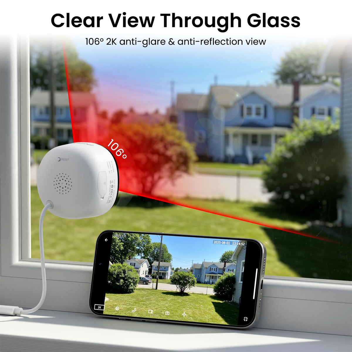 INFIYA 2K No-Drill WiFi Window Security Camera