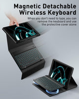 TUNKARMOR Backlit iPad Keyboard Case with Mouse & Pencil Holder