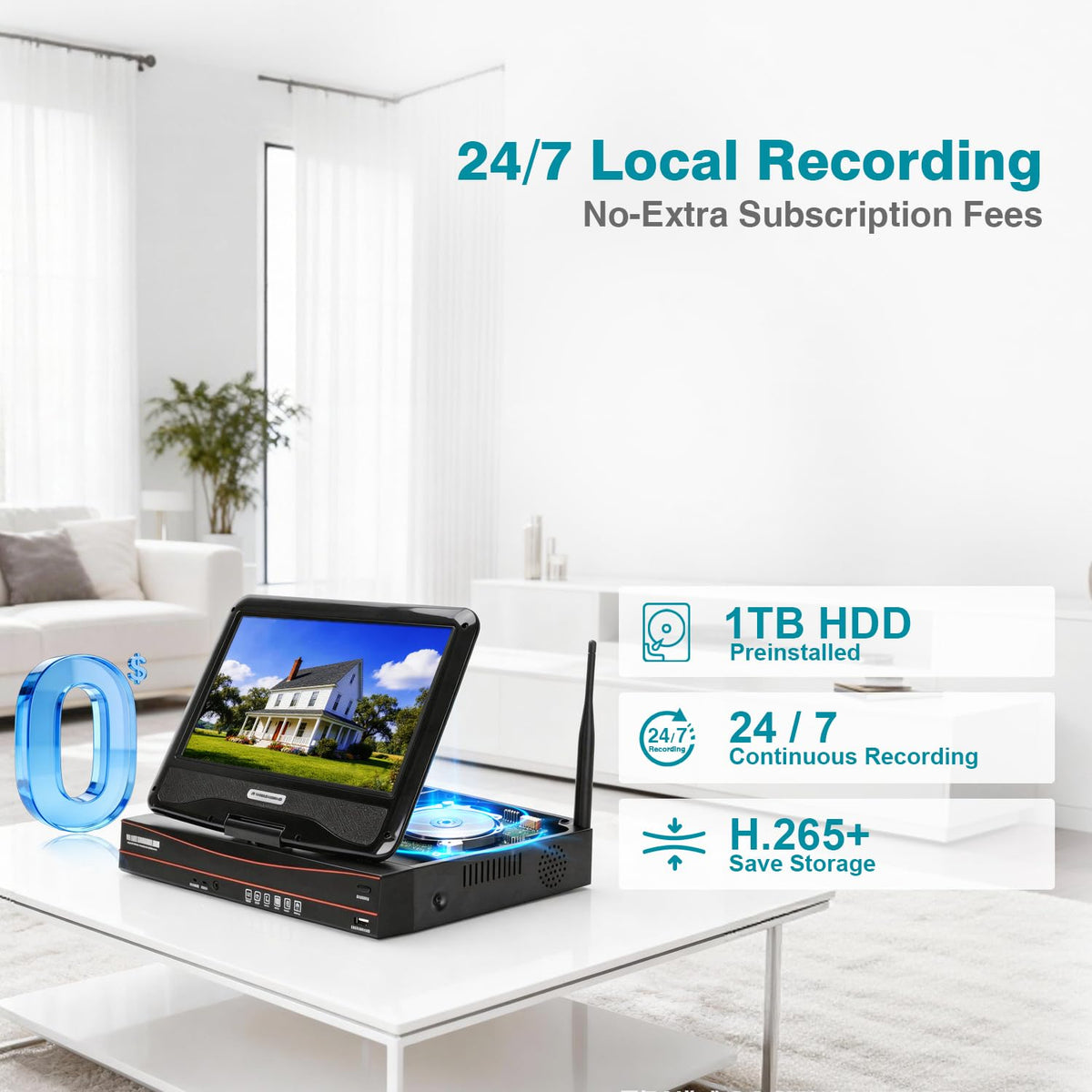 10-Inch NVR Security Camera System with LCD Monitor