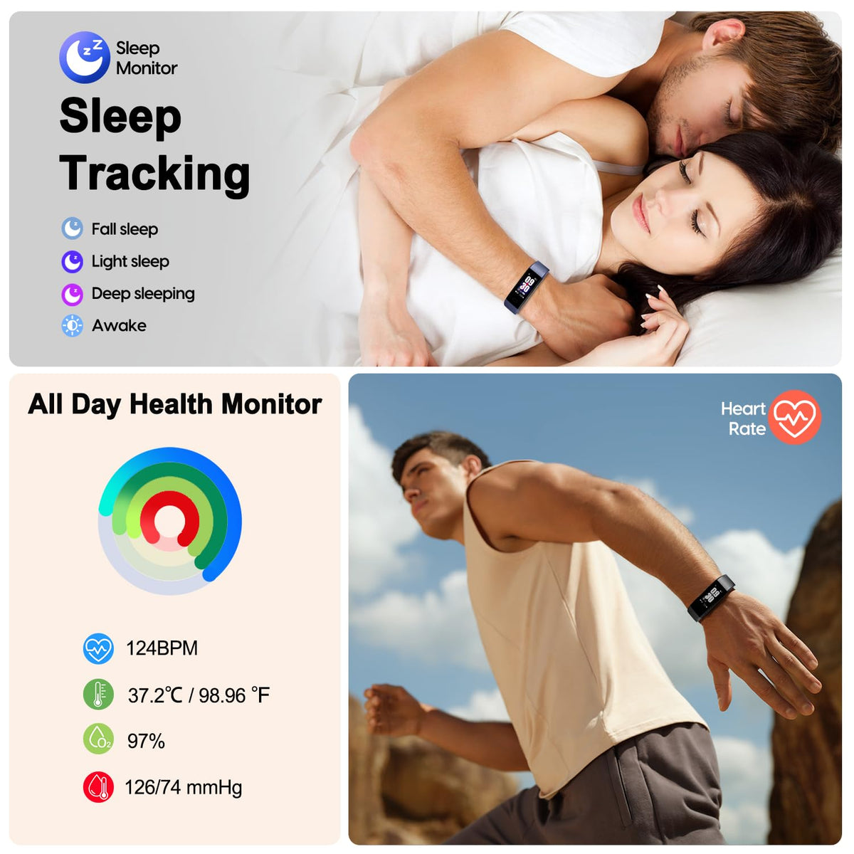 ENGERWALL IP68 Fitness Tracker with Heart Rate & Sleep Monitor