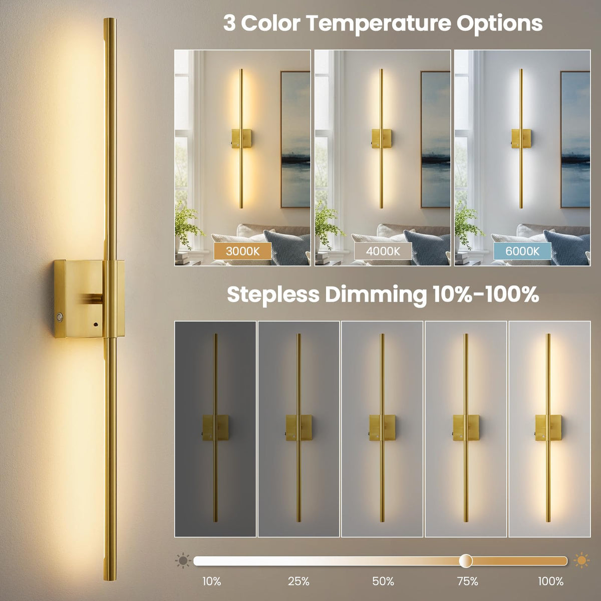 2-Pack Rechargeable Motion Sensor Wireless Wall Sconces