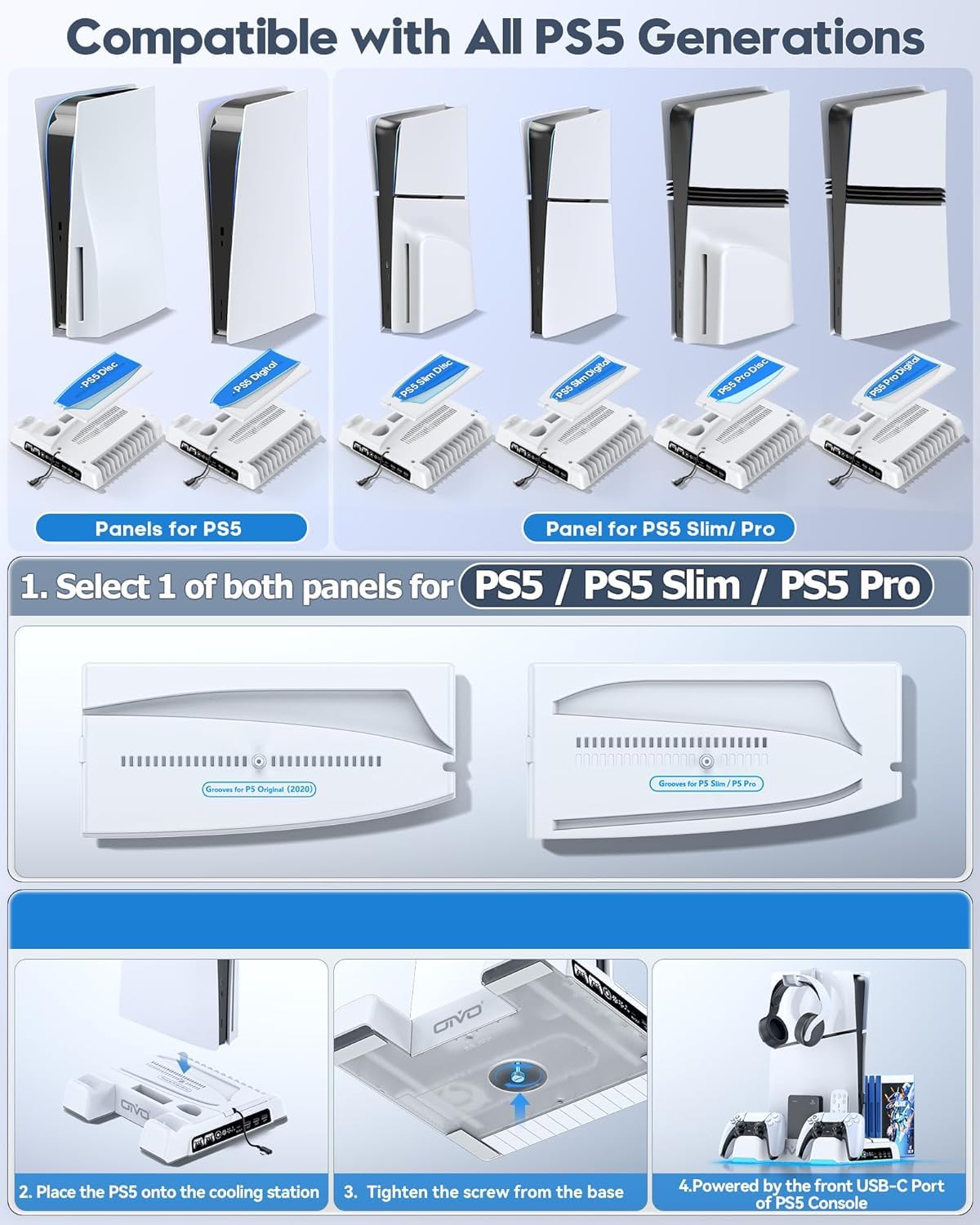 OIVO Cooling Station Stand for PlayStation 5 Console