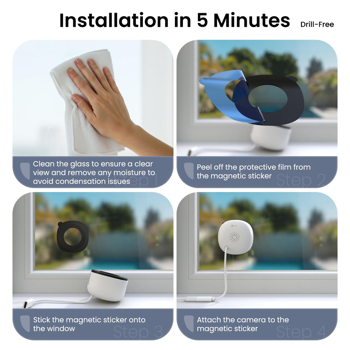 INFIYA 2K No-Drill WiFi Window Security Camera