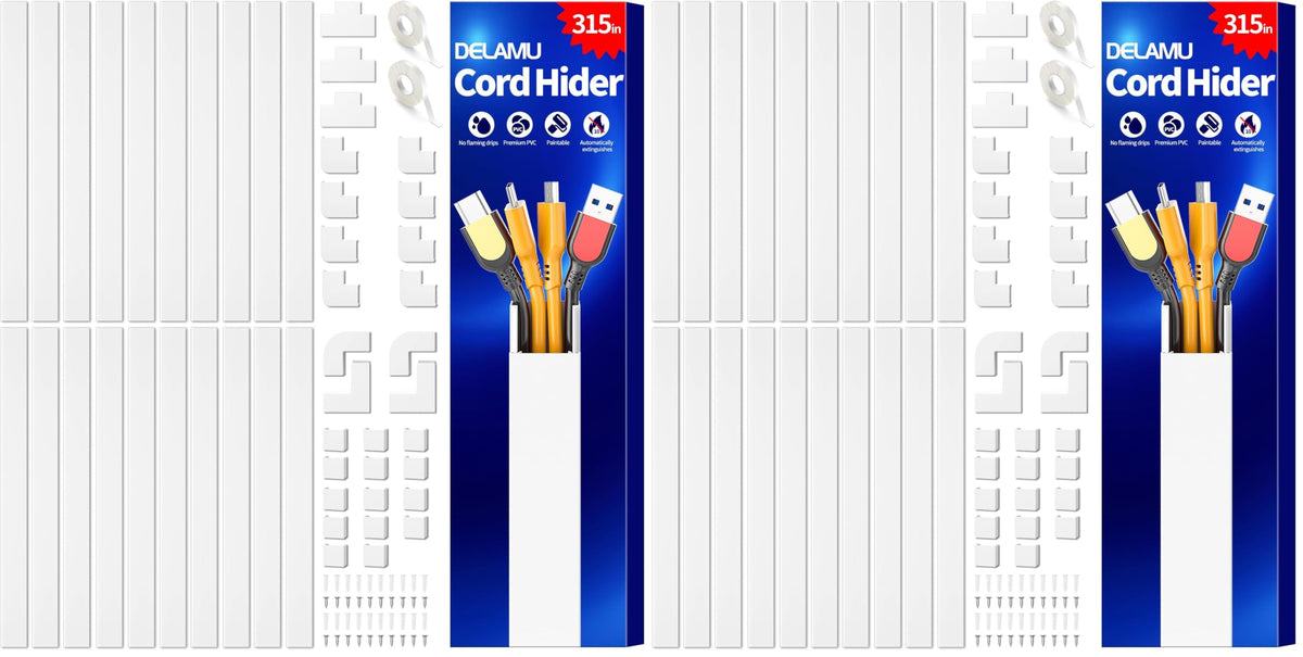 Delamu Paintable Cable Raceway & Cord Concealer Kit