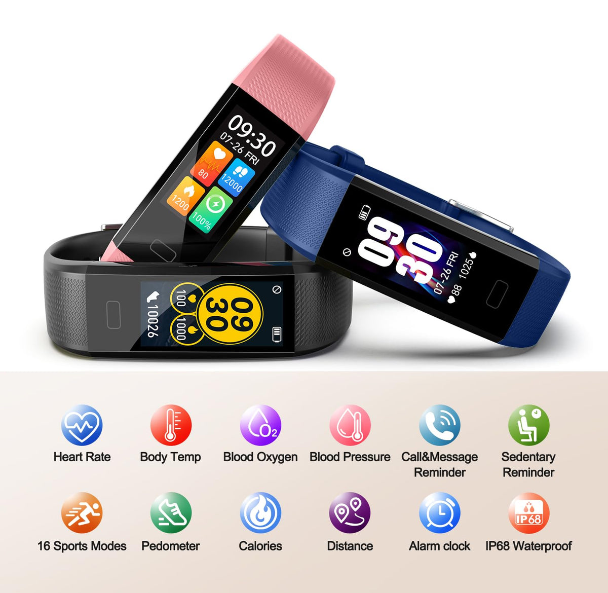 ENGERWALL IP68 Fitness Tracker with Heart Rate & Sleep Monitor