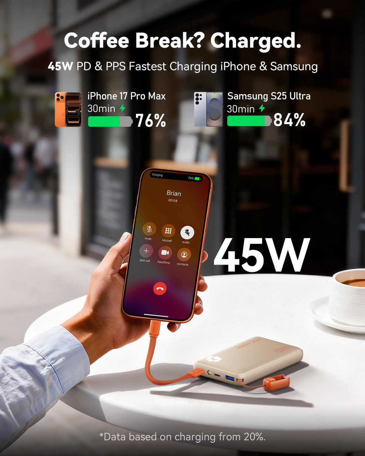 10,000mAh Slim USB-C Triple-Port Portable Power Bank