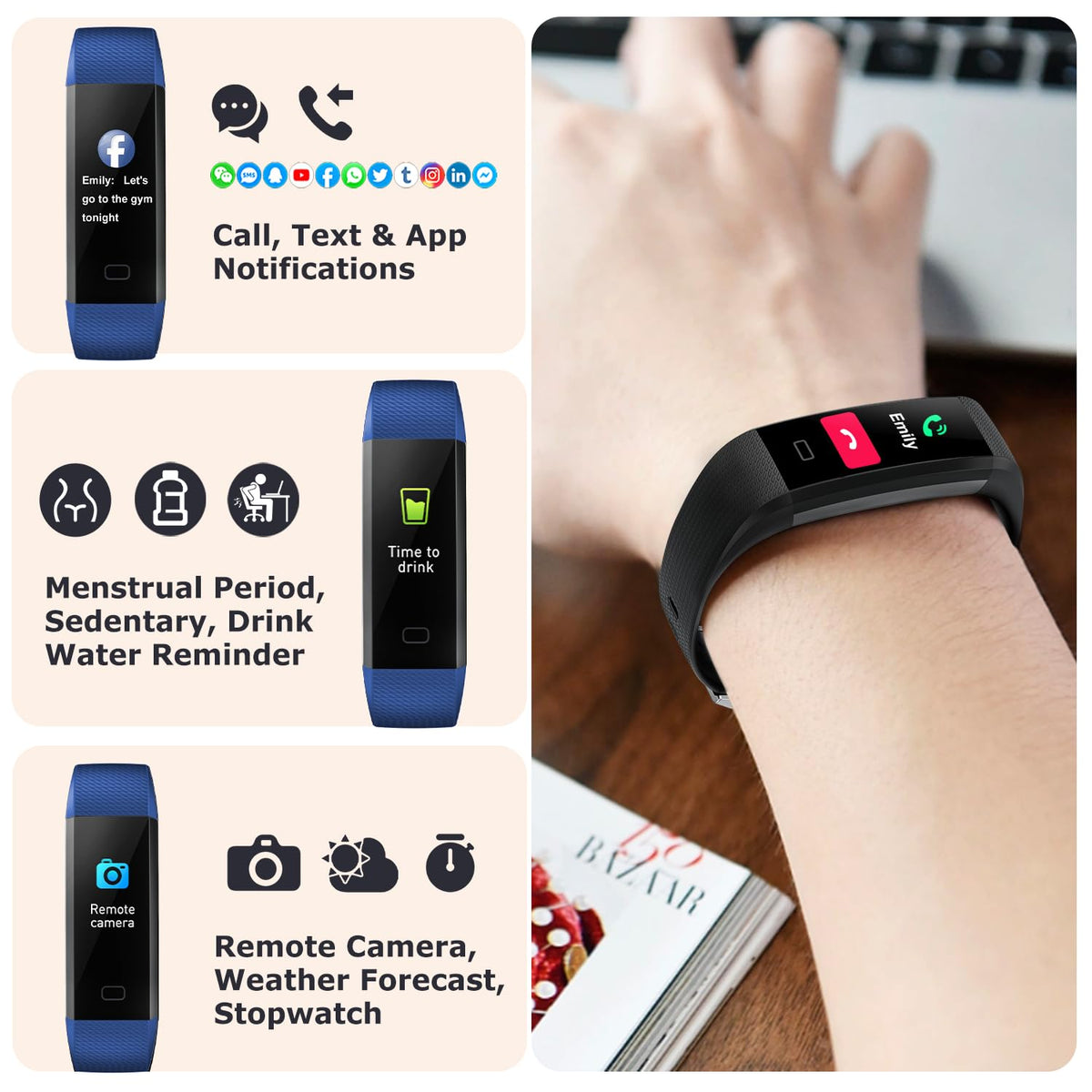 ENGERWALL IP68 Fitness Tracker with Heart Rate & Sleep Monitor