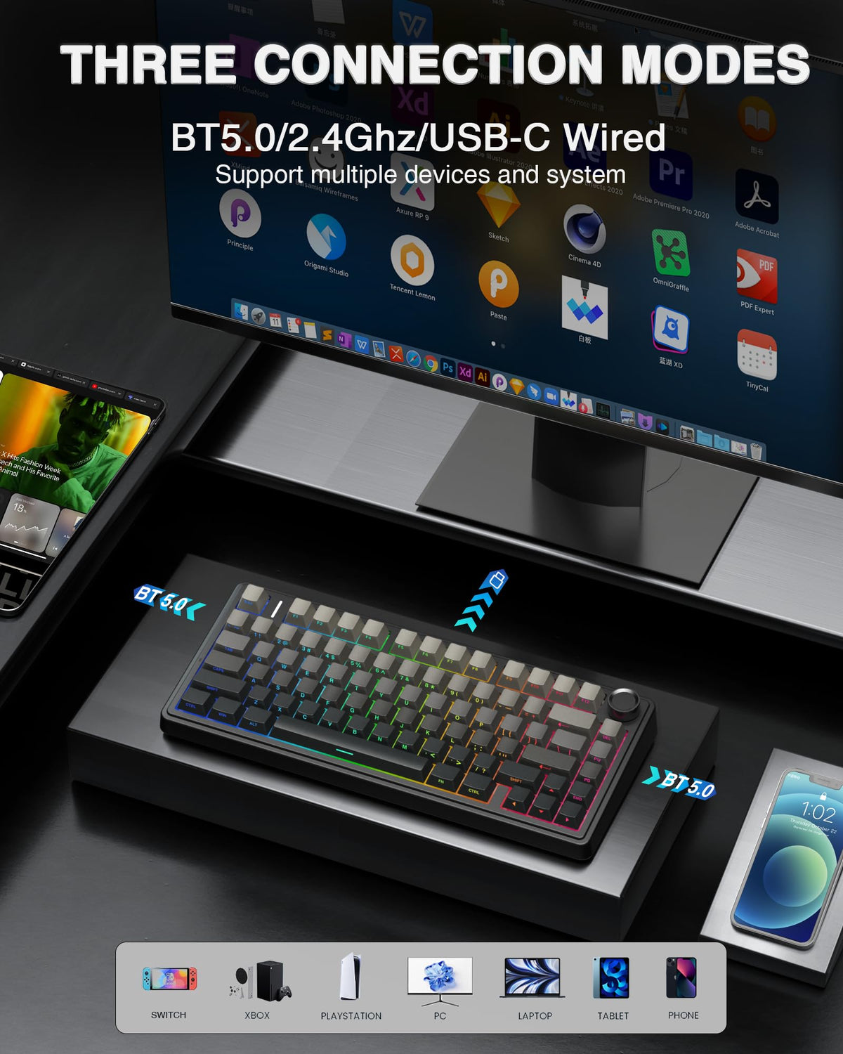 AULA Wireless Mechanical Gaming Keyboard with RGB Backlight