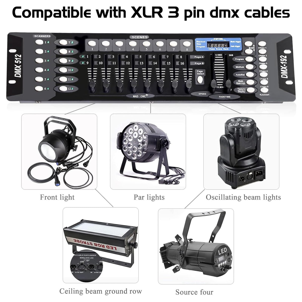 192-Channel DMX512 Lighting Controller Console for DJ Lights